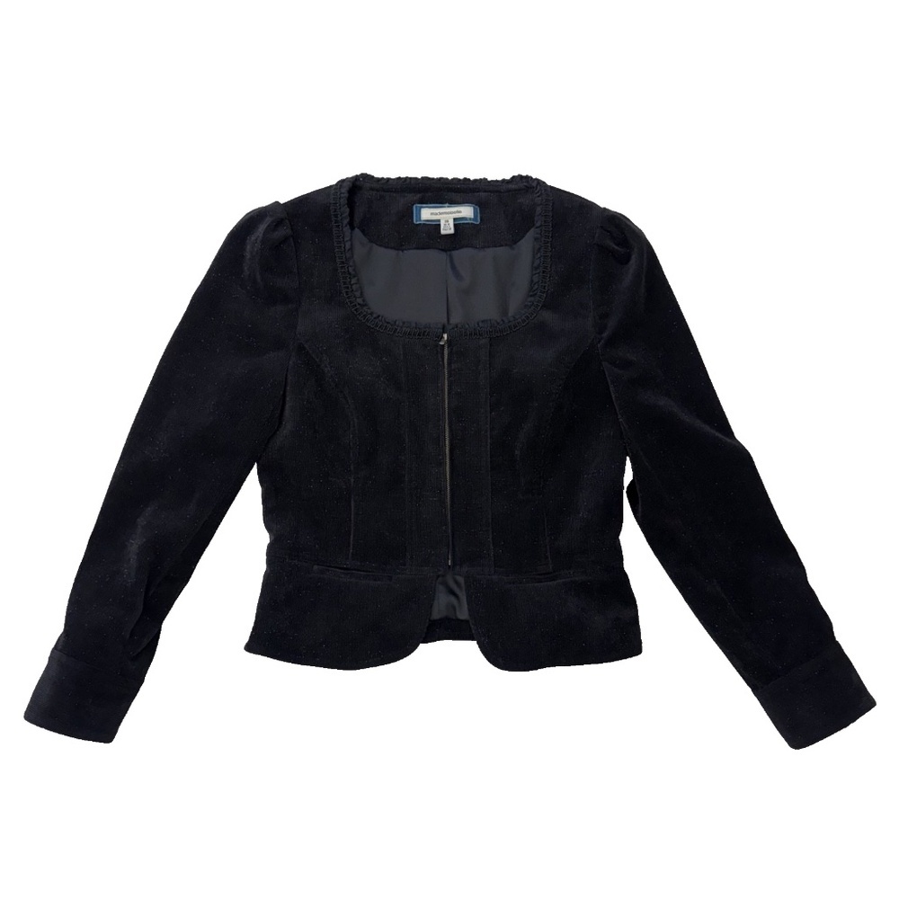 Moiselle Black Corduroy Sparkle Blazer Jacket Size 2 - Made in Italy